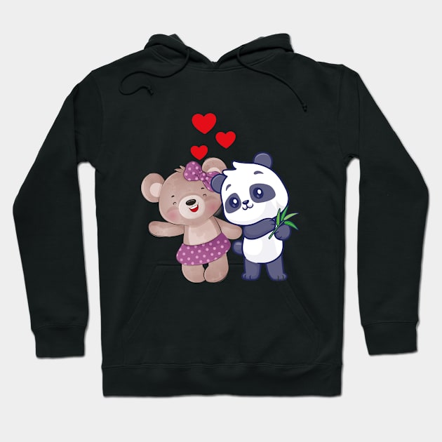 panda and bear hug valentines days Hoodie by MohamedMAD